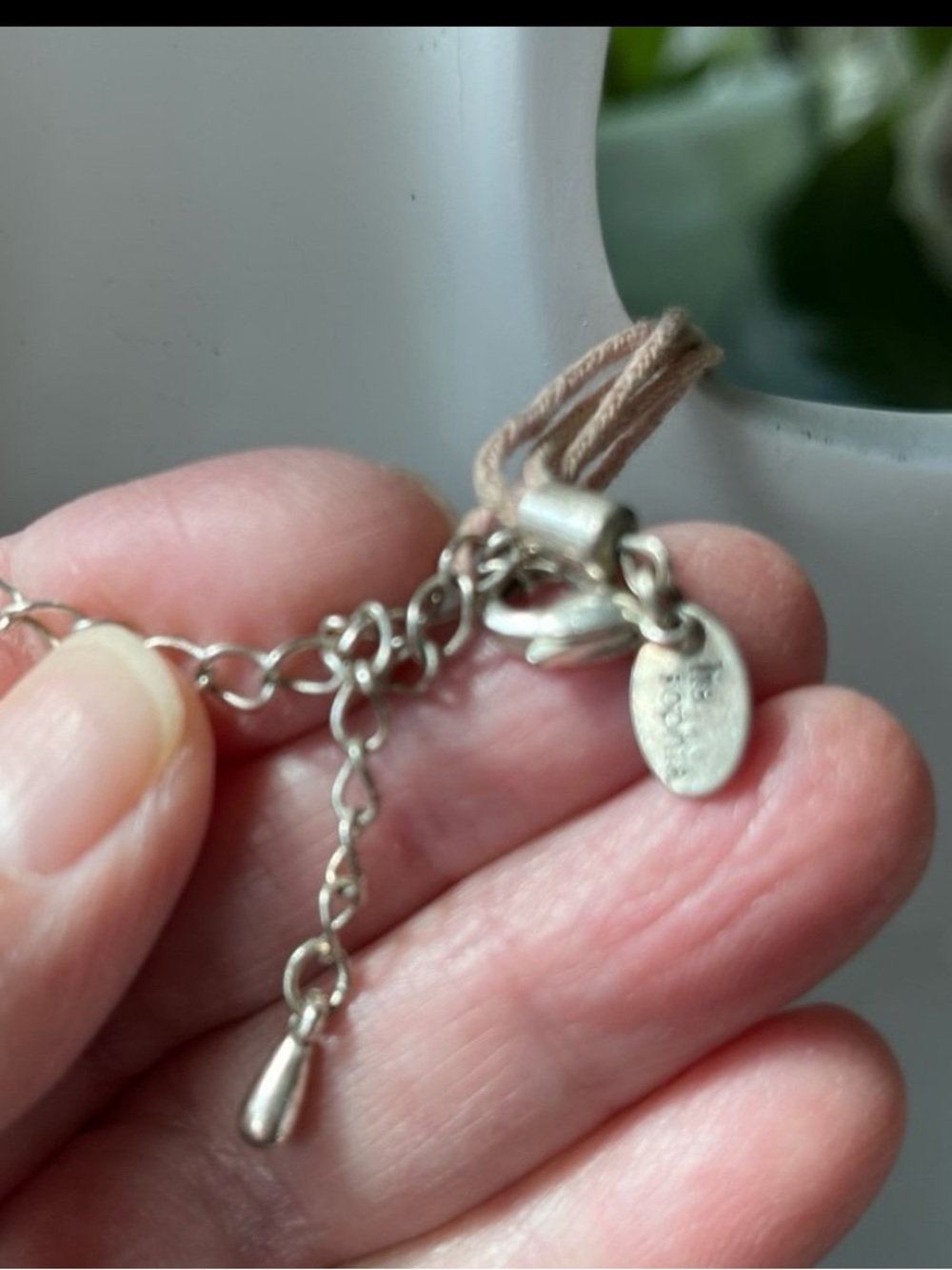 Lia Sophia Pink Pendant 1.5” on natural cording 14” + 4” extender N235 - Picture 5 of 7